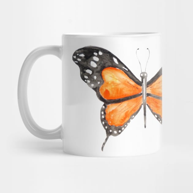 orange and black butterfly watercolor 3 by colorandcolor